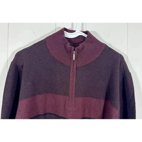FAIRLANE burgundy Knit Pullover Sweater Mock Neck cotton cashmere Sz L - Picture 2 of 6